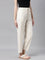 Women Solid Ecru Viscose Mid Rise Casual Pants