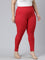 Dark Red Drop Needle Fabric Rib Leggings