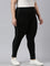 Women Black Cotton Mid Rise Side Stripe Active Leggings