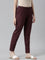 Women Solid Dark Wine Comfort Fit Cotton Pants