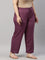 Women Solid Dark Purple Viscose Mid Rise Casual Pants