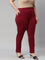 Women Solid Maroon Cotton Mid Rise Kurti Pants