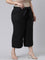 Women Solid Black Linen Mid Rise Culottes