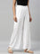 Women Solid White Woven Viscose Mid Rise Basic Palazzos