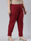 Women Solid Maroon Cotton Pencil Pant