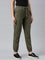 Women Solid Olive Green Mid Rise Casual Joggers