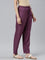 Women Solid Dark Purple Viscose Mid Rise Casual Pants