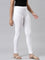 Girls Solid White Ankle Length Leggings