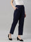 Women Solid Navy Mid Rise Casual Pants