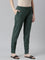 Women Solid Dark Green Comfort Fit Cotton Pants