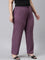 Women Solid Purple Mid Rise Casual Rib Pants