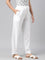 Women Solid White Mid Rise Casual Pants