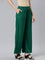 Women Solid Bottle Green Woven Viscose Mid Rise Basic Palazzos