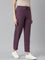 Women Solid Purple Mid Rise Casual Rib Pants