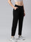 Women Solid Black Mid Rise Track Pant