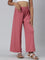 Girls Solid Rusty Pink Mid Rise Rib Palazzos