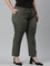 Women Solid Olive Green Crepe Pants