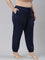 Women Solid Navy Mid Rise Cotton Casual Joggers