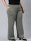 Women Solid Medium Olive Ponte Wide Leg Pants