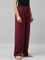 Women Violet Solid Linen Palazzos