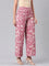 Medium Pink Woven Viscose Printed Palazzo