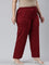 Women Solid Bright Red Viscose Mid Rise Casual Pants