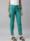 Women Solid Peacock Green Comfort Fit Cotton Pants