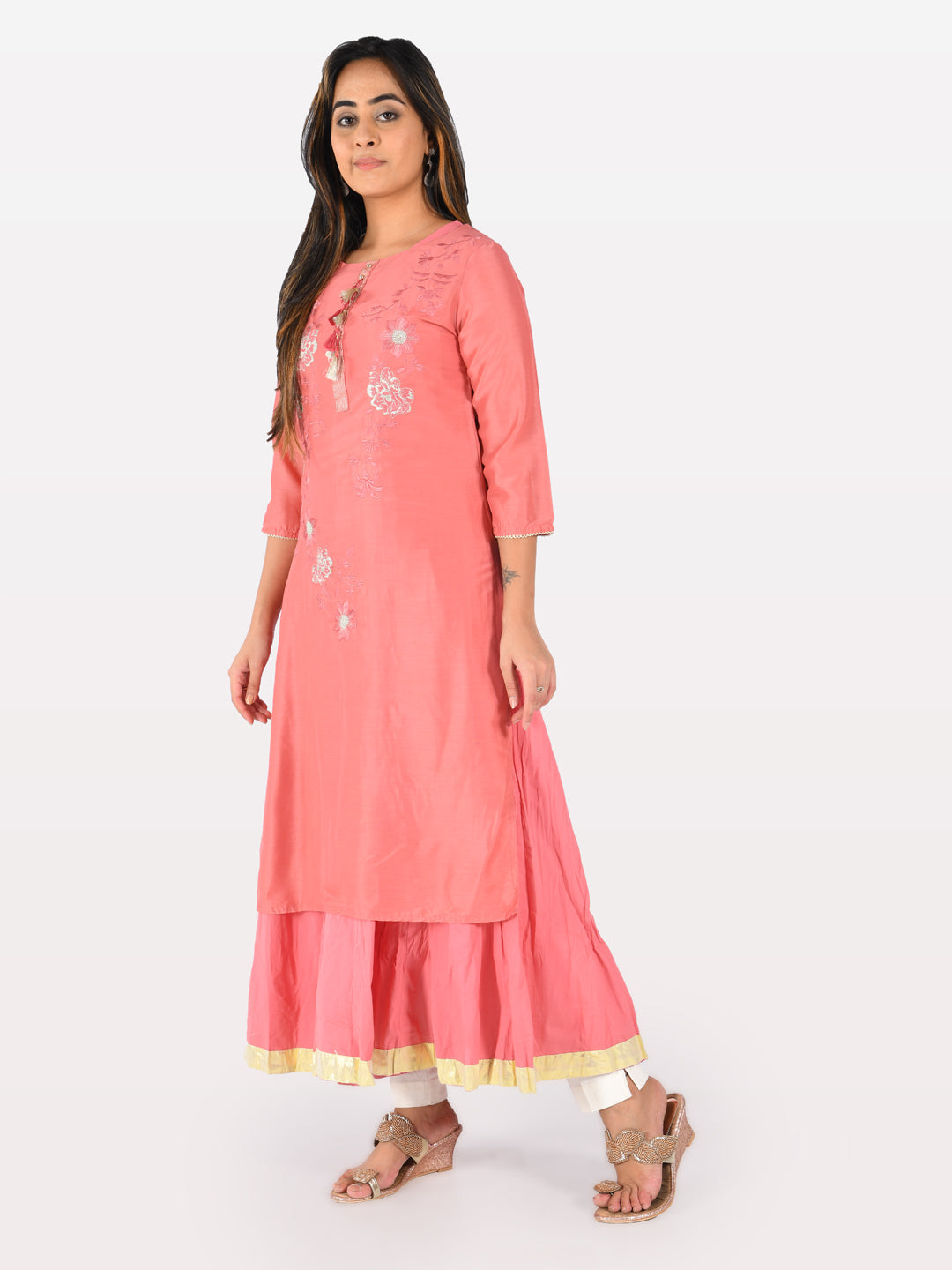 Neeru's Women Pink Color Muslin Fabric Tunic 