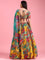 Multi-color Organza Printed Ghagra Choli Set