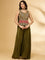 Mehadi Green Chinnon Crop Top Palazzo Set