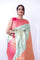 Light Turquoise Kanjivaram Saree Floral Paisley