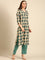 Beige block printed suit set with duppata