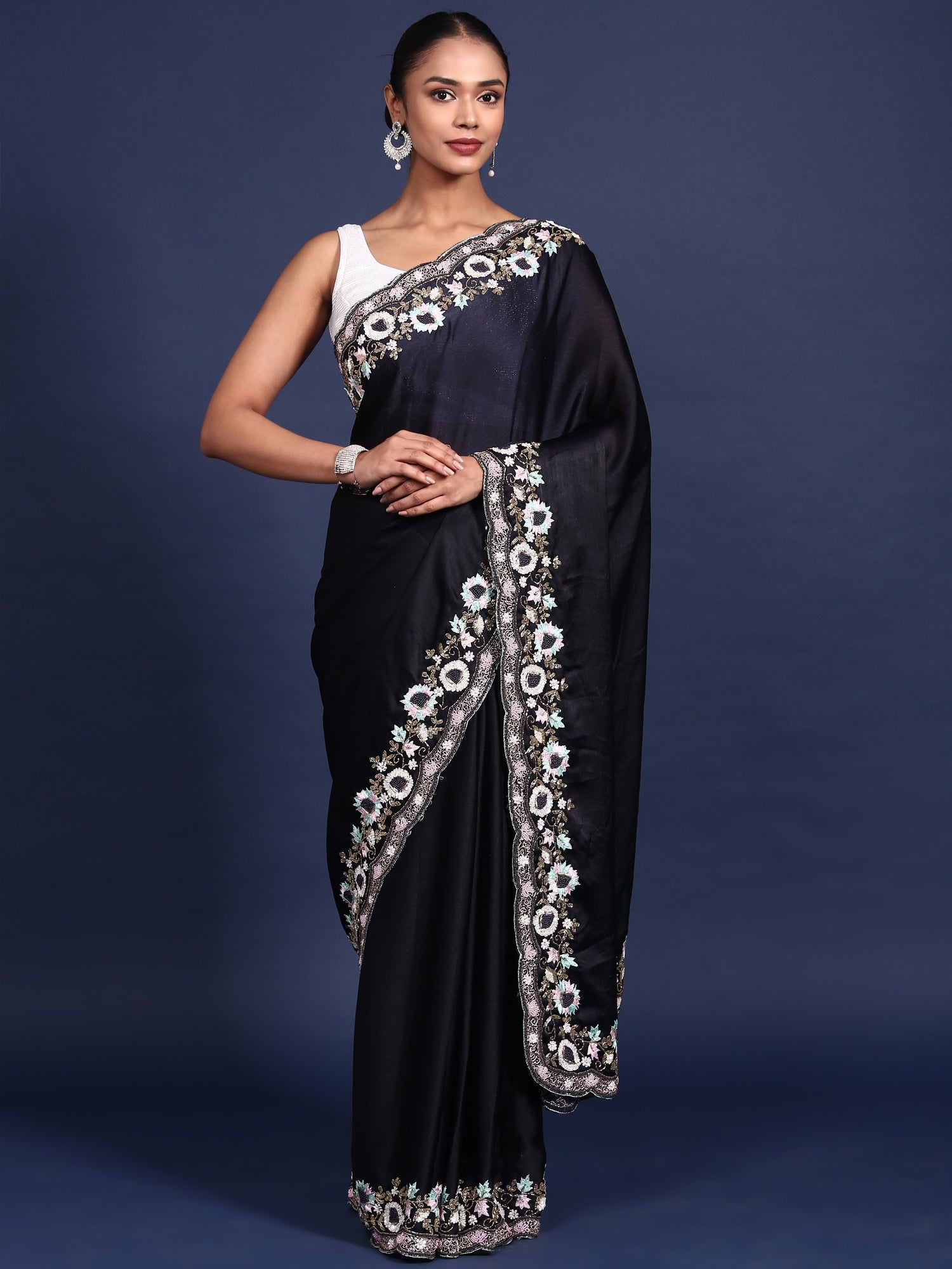 Black Jimmy Choo Embroidery Saree