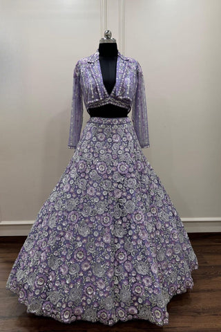 Lilac Color Designer Partywear Lehenga