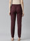 Women Solid Dark Wine Comfort Fit Cotton Pants