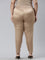 Women Solid Gold Mid Rise Shiny Pants