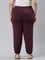 Women Solid Dark Purple Mid Rise Cotton Casual Joggers