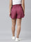 Women Solid Plum High Rise Linen Shorts