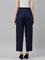 Women Solid Navy Mid Rise Casual Pants