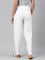 Women Solid White Viscose Mid Rise Casual Pants