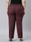 Women Solid Dark Wine Comfort Fit Cotton Pants