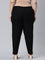 Women Solid Black Cotton Pencil Pant