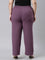 Women Solid Purple Mid Rise Casual Rib Pants