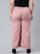 Women Solid Baby Pink Mid Rise Linen Wide Pant