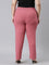 Women Solid Rusty Pink Mid Rise Casual Rib Pants