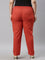 Women Solid Rust Comfort Fit Cotton Pants