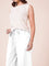 Women Solid White Cotton Wide Leg Pants