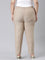 Women Solid Beige Mid Rise Linen Ikat Pencil Pants