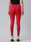 Dark Red Drop Needle Fabric Rib Leggings