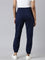 Women Solid Navy Mid Rise Cotton Casual Joggers